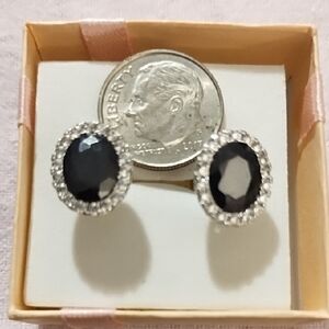 Elegant Black and Silver Tone Stud Earrings